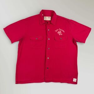 Deus Ex Machina Men's Shirt Button Up Red Short Sleeve Motorcycle Size Lrg